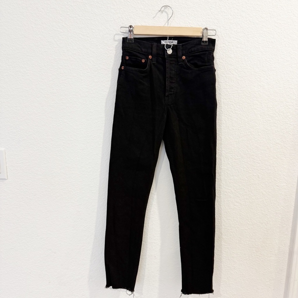 RE/DONE- Black Confort Stretch High Rise Ankle Crop Jeans- Size 24
